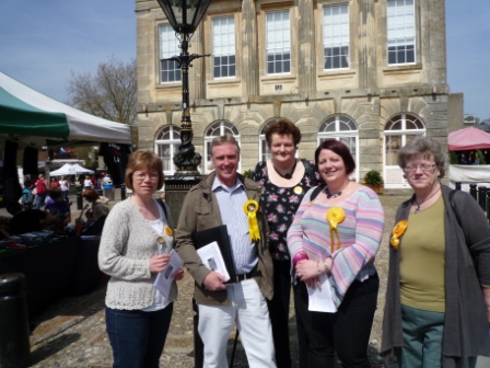 Tom with town council candidates Linda Gates, Liz Byrne, Katherine Bird and Barbara Long.